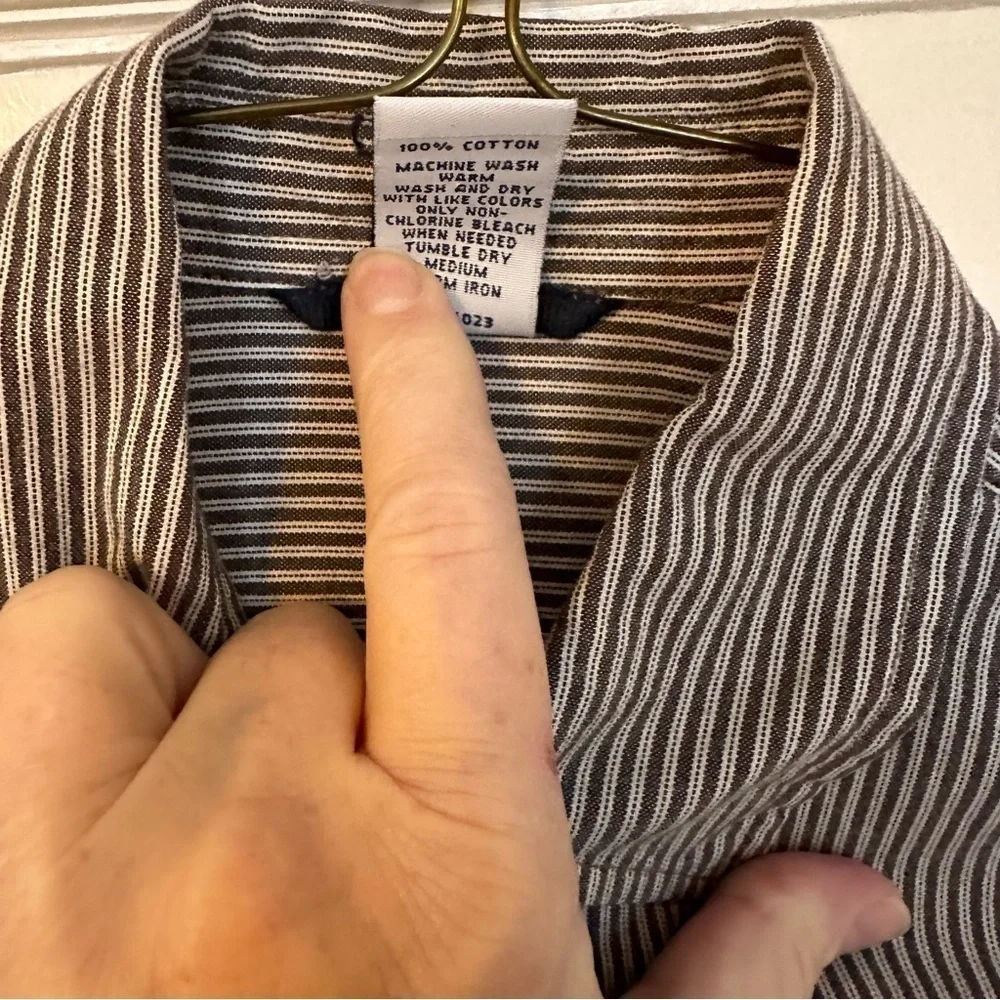 Gap Boy’s Shirt Brown & White Striped Button Down Size M